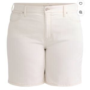 Terra &Sky Women 26W Plus Demin Shorts 5"Inseam Relax Fit High-Rise Winter White